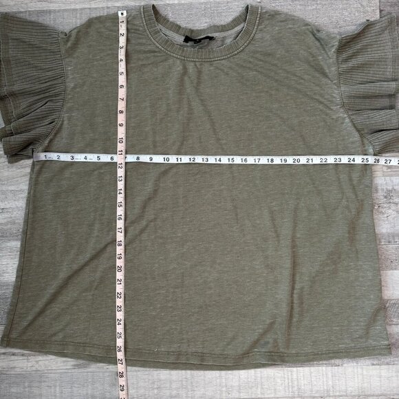Jane & Delancey Green Knit Ruffle Sleeve Top O13 - Picture 3 of 5